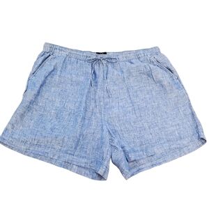 Tahari 100% Linen Drawstring Chambrey Blue Shorts Size 2X